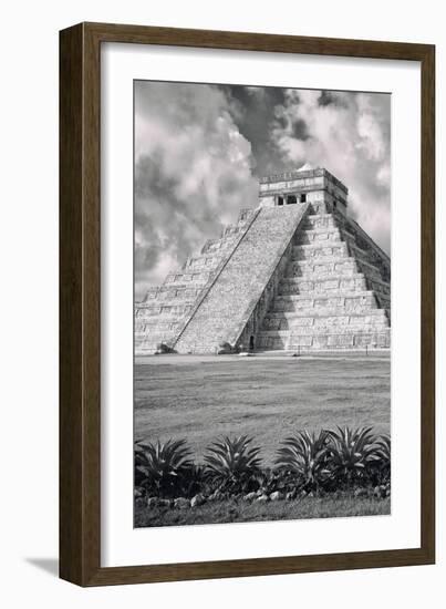 ¡Viva Mexico! B&W Collection - El Castillo Pyramid IX - Chichen Itza-Philippe Hugonnard-Framed Photographic Print