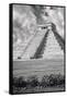 ¡Viva Mexico! B&W Collection - El Castillo Pyramid IX - Chichen Itza-Philippe Hugonnard-Framed Stretched Canvas