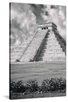 ¡Viva Mexico! B&W Collection - El Castillo Pyramid IX - Chichen Itza-Philippe Hugonnard-Stretched Canvas