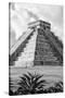 ¡Viva Mexico! B&W Collection - El Castillo Pyramid V - Chichen Itza-Philippe Hugonnard-Stretched Canvas