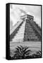 ¡Viva Mexico! B&W Collection - El Castillo Pyramid V - Chichen Itza-Philippe Hugonnard-Framed Stretched Canvas