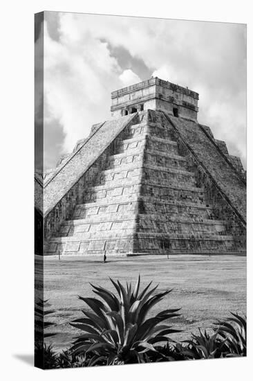 ¡Viva Mexico! B&W Collection - El Castillo Pyramid V - Chichen Itza-Philippe Hugonnard-Stretched Canvas