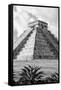 ¡Viva Mexico! B&W Collection - El Castillo Pyramid V - Chichen Itza-Philippe Hugonnard-Framed Stretched Canvas
