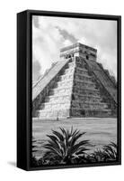 ¡Viva Mexico! B&W Collection - El Castillo Pyramid V - Chichen Itza-Philippe Hugonnard-Framed Stretched Canvas