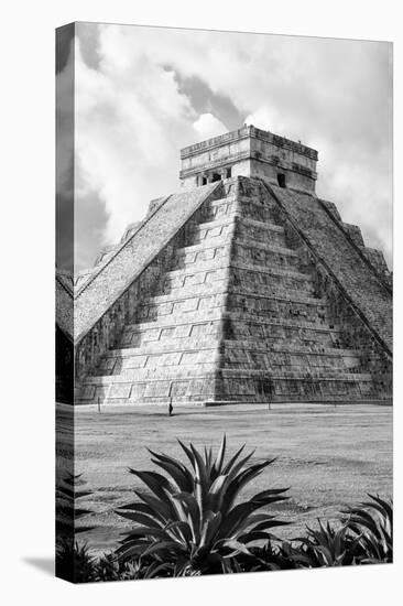 ¡Viva Mexico! B&W Collection - El Castillo Pyramid V - Chichen Itza-Philippe Hugonnard-Stretched Canvas