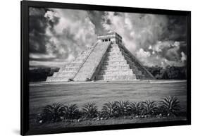 ¡Viva Mexico! B&W Collection - El Castillo Pyramid VI - Chichen Itza-Philippe Hugonnard-Framed Photographic Print