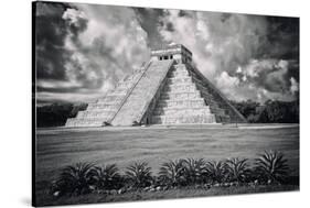 ¡Viva Mexico! B&W Collection - El Castillo Pyramid VI - Chichen Itza-Philippe Hugonnard-Stretched Canvas