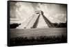 ¡Viva Mexico! B&W Collection - El Castillo Pyramid VII - Chichen Itza-Philippe Hugonnard-Framed Stretched Canvas