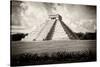 ¡Viva Mexico! B&W Collection - El Castillo Pyramid VII - Chichen Itza-Philippe Hugonnard-Stretched Canvas