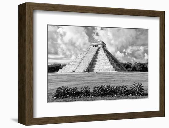 ¡Viva Mexico! B&W Collection - El Castillo Pyramid VIII - Chichen Itza-Philippe Hugonnard-Framed Photographic Print