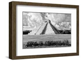 ¡Viva Mexico! B&W Collection - El Castillo Pyramid VIII - Chichen Itza-Philippe Hugonnard-Framed Photographic Print