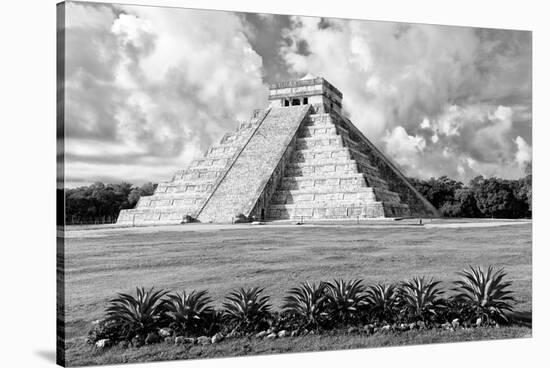 ¡Viva Mexico! B&W Collection - El Castillo Pyramid VIII - Chichen Itza-Philippe Hugonnard-Stretched Canvas