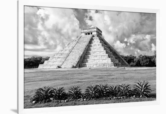 ¡Viva Mexico! B&W Collection - El Castillo Pyramid VIII - Chichen Itza-Philippe Hugonnard-Framed Photographic Print