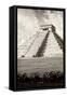 ¡Viva Mexico! B&W Collection - El Castillo Pyramid X - Chichen Itza-Philippe Hugonnard-Framed Stretched Canvas