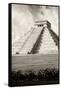 ¡Viva Mexico! B&W Collection - El Castillo Pyramid X - Chichen Itza-Philippe Hugonnard-Framed Stretched Canvas