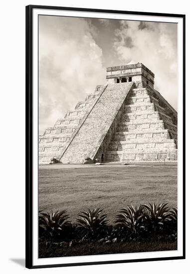¡Viva Mexico! B&W Collection - El Castillo Pyramid X - Chichen Itza-Philippe Hugonnard-Framed Premium Photographic Print