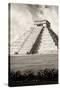 ¡Viva Mexico! B&W Collection - El Castillo Pyramid X - Chichen Itza-Philippe Hugonnard-Stretched Canvas