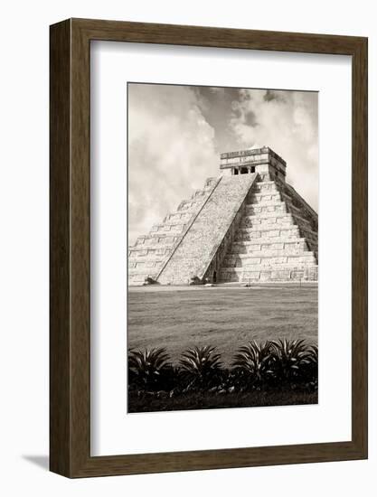 ¡Viva Mexico! B&W Collection - El Castillo Pyramid X - Chichen Itza-Philippe Hugonnard-Framed Photographic Print