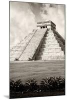 ¡Viva Mexico! B&W Collection - El Castillo Pyramid X - Chichen Itza-Philippe Hugonnard-Mounted Photographic Print