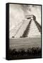 ¡Viva Mexico! B&W Collection - El Castillo Pyramid X - Chichen Itza-Philippe Hugonnard-Framed Stretched Canvas