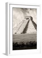 ¡Viva Mexico! B&W Collection - El Castillo Pyramid X - Chichen Itza-Philippe Hugonnard-Framed Photographic Print