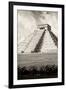 ¡Viva Mexico! B&W Collection - El Castillo Pyramid X - Chichen Itza-Philippe Hugonnard-Framed Premium Photographic Print