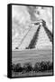 ¡Viva Mexico! B&W Collection - El Castillo Pyramid XI - Chichen Itza-Philippe Hugonnard-Framed Stretched Canvas