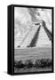 ¡Viva Mexico! B&W Collection - El Castillo Pyramid XI - Chichen Itza-Philippe Hugonnard-Framed Stretched Canvas