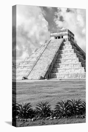 ¡Viva Mexico! B&W Collection - El Castillo Pyramid XI - Chichen Itza-Philippe Hugonnard-Stretched Canvas