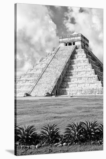 ¡Viva Mexico! B&W Collection - El Castillo Pyramid XI - Chichen Itza-Philippe Hugonnard-Stretched Canvas