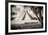 ¡Viva Mexico! B&W Collection - El Castillo Pyramid XII - Chichen Itza-Philippe Hugonnard-Framed Photographic Print