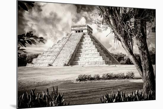 ¡Viva Mexico! B&W Collection - El Castillo Pyramid XII - Chichen Itza-Philippe Hugonnard-Mounted Photographic Print