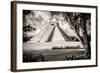 ¡Viva Mexico! B&W Collection - El Castillo Pyramid XII - Chichen Itza-Philippe Hugonnard-Framed Photographic Print