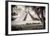 ¡Viva Mexico! B&W Collection - El Castillo Pyramid XII - Chichen Itza-Philippe Hugonnard-Framed Photographic Print