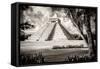 ¡Viva Mexico! B&W Collection - El Castillo Pyramid XII - Chichen Itza-Philippe Hugonnard-Framed Stretched Canvas