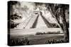 ¡Viva Mexico! B&W Collection - El Castillo Pyramid XII - Chichen Itza-Philippe Hugonnard-Stretched Canvas