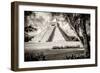 ¡Viva Mexico! B&W Collection - El Castillo Pyramid XII - Chichen Itza-Philippe Hugonnard-Framed Photographic Print