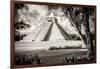 ¡Viva Mexico! B&W Collection - El Castillo Pyramid XII - Chichen Itza-Philippe Hugonnard-Framed Photographic Print