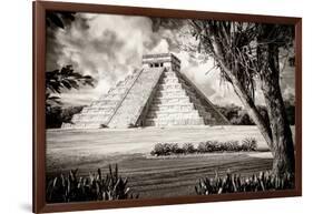 ¡Viva Mexico! B&W Collection - El Castillo Pyramid XII - Chichen Itza-Philippe Hugonnard-Framed Photographic Print