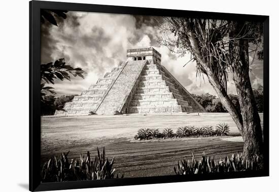 ¡Viva Mexico! B&W Collection - El Castillo Pyramid XII - Chichen Itza-Philippe Hugonnard-Framed Photographic Print