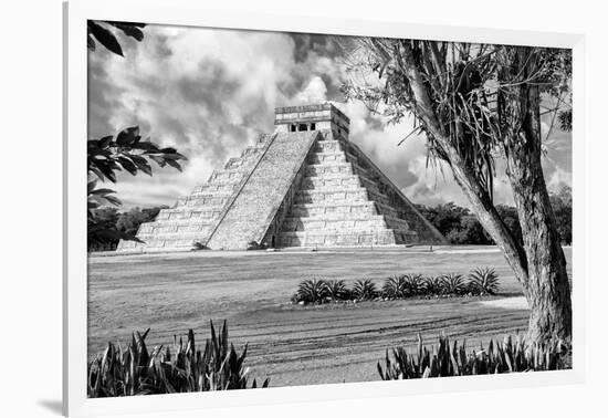 ¡Viva Mexico! B&W Collection - El Castillo Pyramid XIII - Chichen Itza-Philippe Hugonnard-Framed Photographic Print