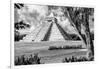 ¡Viva Mexico! B&W Collection - El Castillo Pyramid XIII - Chichen Itza-Philippe Hugonnard-Framed Photographic Print