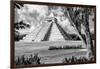 ¡Viva Mexico! B&W Collection - El Castillo Pyramid XIII - Chichen Itza-Philippe Hugonnard-Framed Photographic Print