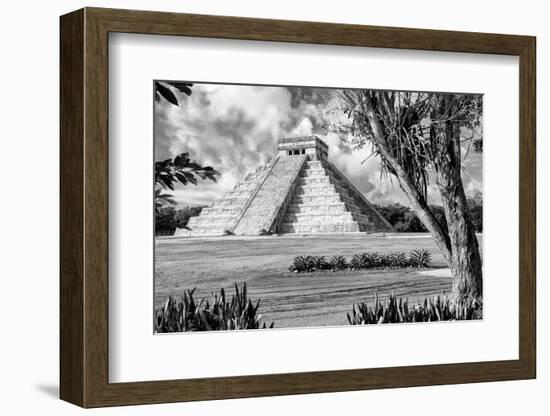 ¡Viva Mexico! B&W Collection - El Castillo Pyramid XIII - Chichen Itza-Philippe Hugonnard-Framed Photographic Print