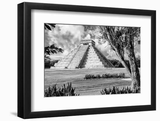 ¡Viva Mexico! B&W Collection - El Castillo Pyramid XIII - Chichen Itza-Philippe Hugonnard-Framed Photographic Print