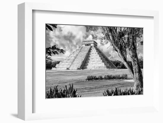 ¡Viva Mexico! B&W Collection - El Castillo Pyramid XIII - Chichen Itza-Philippe Hugonnard-Framed Photographic Print