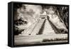 ¡Viva Mexico! B&W Collection - El Castillo Pyramid XIV - Chichen Itza-Philippe Hugonnard-Framed Stretched Canvas