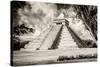 ¡Viva Mexico! B&W Collection - El Castillo Pyramid XIV - Chichen Itza-Philippe Hugonnard-Stretched Canvas