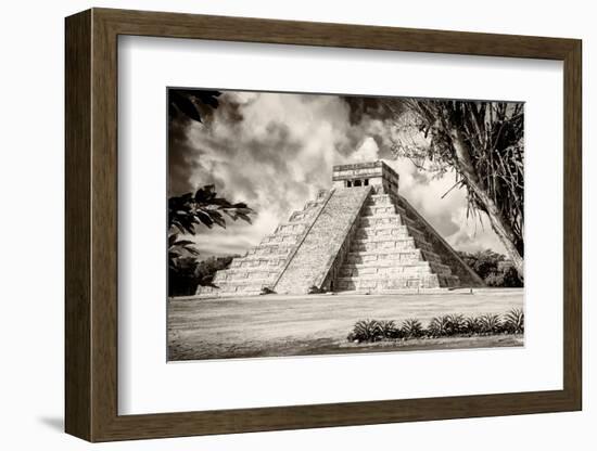 ¡Viva Mexico! B&W Collection - El Castillo Pyramid XIV - Chichen Itza-Philippe Hugonnard-Framed Photographic Print