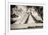 ¡Viva Mexico! B&W Collection - El Castillo Pyramid XIV - Chichen Itza-Philippe Hugonnard-Framed Photographic Print